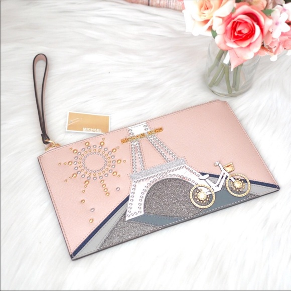Michael Kors Handbags - Michael Kors Paris nouveau novelty wristlet nwt